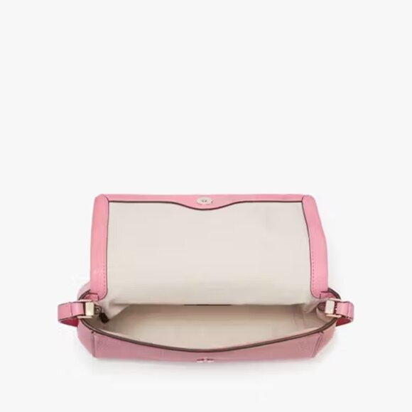 NWT Retail $329 Kate Spade Leila Flap Zip Crossbody Blossom Pink Pebbled Leather - Picture 2 of 5